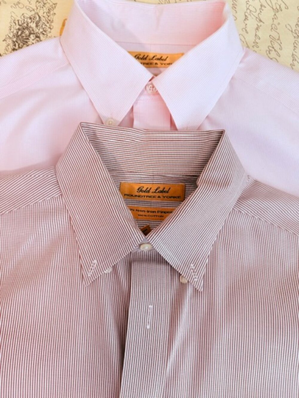 2 Roundtree & Yorke Gold Label Pinpoint Cotton Dress Shirts - Size 15.5/33